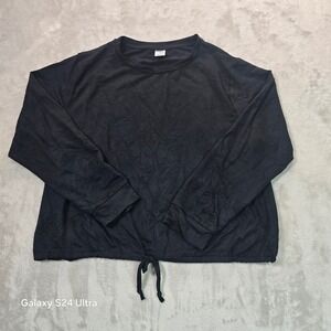 Lissome Lounge Womens XL Black Long Sleeve Drawstring Hem Pullover Top RN50110